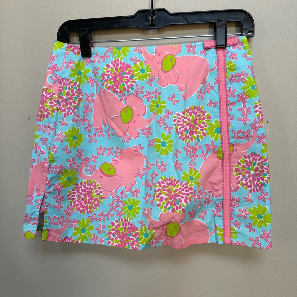 Rare Lilly Pulitzer White Label Pink Elephant Skort Skirt Sz 4 Vintage